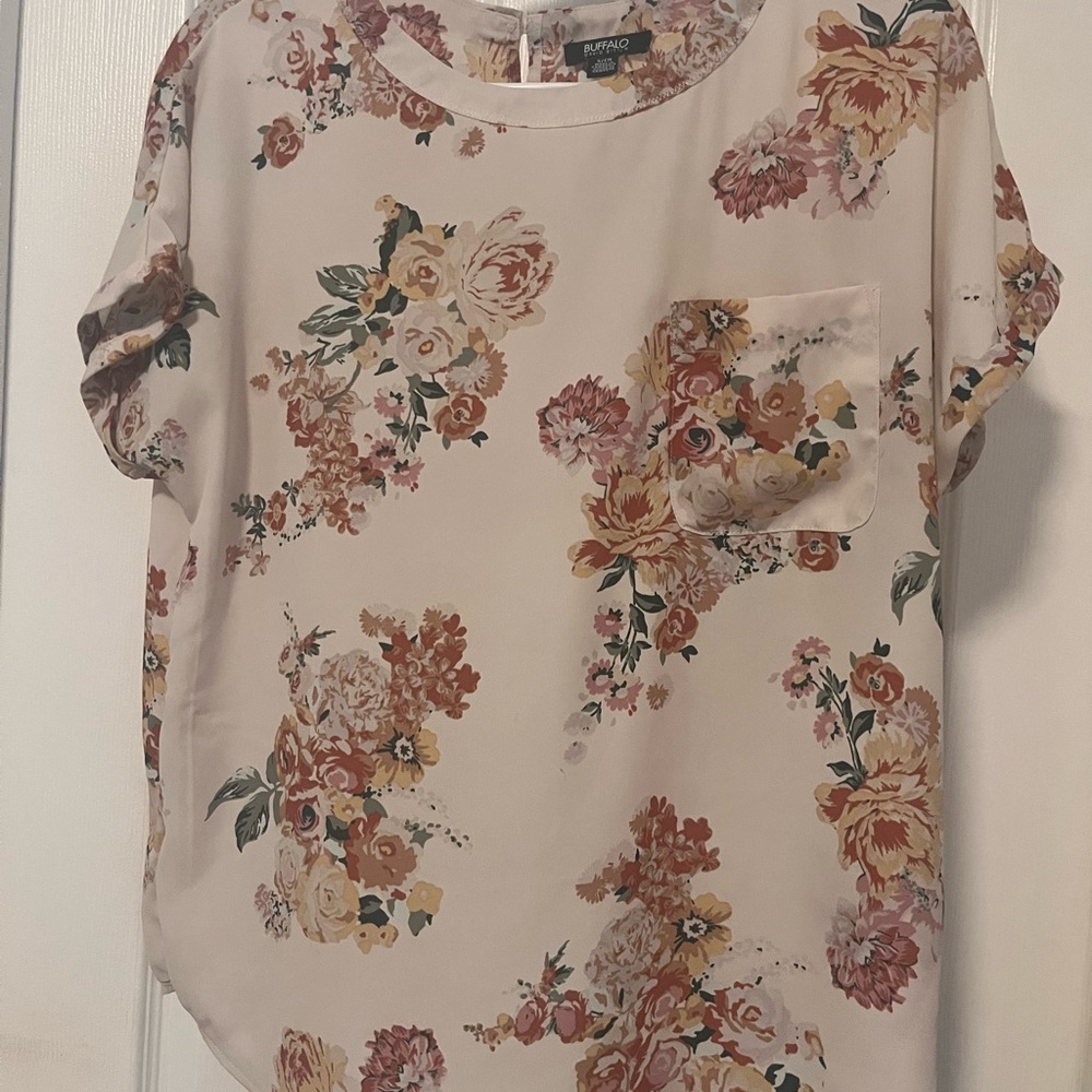 Buffalo David Bitton Floral Blouse in Cream and Pink
